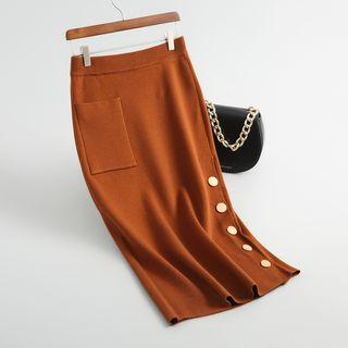 Pocket-detail Midi Knit Skirt