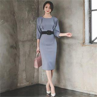 Dolman-sleeve Sheath Dress With Belt