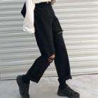 High Waist Distressed Wide Leg Jeans