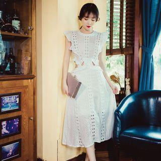 Sleeveless Eyelet Lace A-line Cocktail Dress