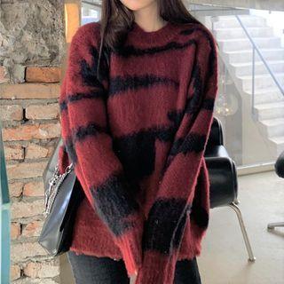 Abstract Print Sweater Red - One Size
