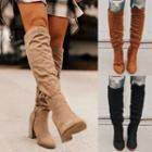 Faux Suede Chunky-heel Tall Boots
