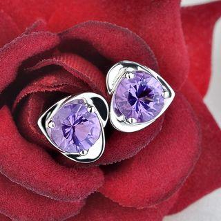 925 Sterling Silver Crystal Heart Stud Earring