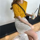 Short-sleeve Knit Top / Polka Dot A-line Skirt