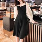Cold Shoulder Lantern-sleeve A-line Dress