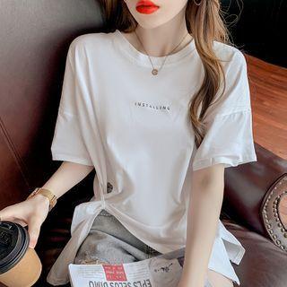 Short-sleeve Lettering Wrap T-shirt