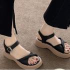 Shirred Buckled Sandals