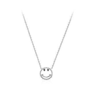 925 Sterling Silver Smiley Necklace Silver - One Size