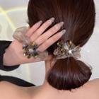 Organza Hair Tie 1pc - Black & Gold - One Size