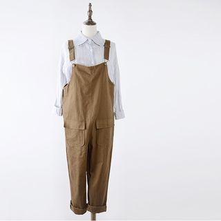 Plain Pocketed Pinafore Jumpsuit