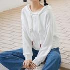 Plain Asymmetric Hoodie White - One Size