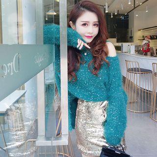 Cutout Glitter Loose-fit Sweater