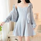 Set: Zip Hoodie + Spaghetti Strap Mini A-line Dress