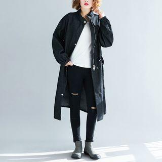 Plain Long-sleeve Stand-collar Denim Jacket