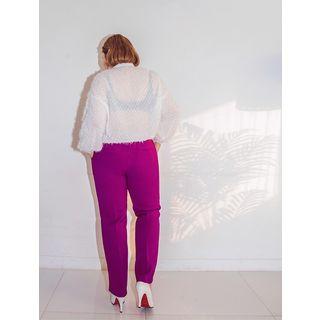 Plus Size Flat-front Straight-cut Dress Pants