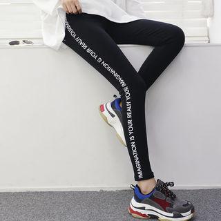 Letter-printed Brushed-fleece Lined Leggings