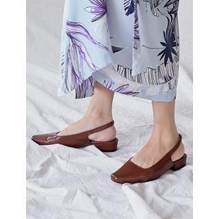 Square-toe Slingback Mules