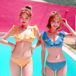 Frilled V-neck Bikini Set