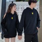 Couple Matching Heart Embroidered Hoodie / Cold Shoulder Hoodie