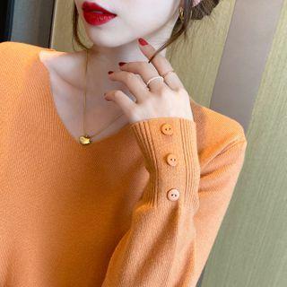 Loose-fit V-neck Knit Top In 8 Colors