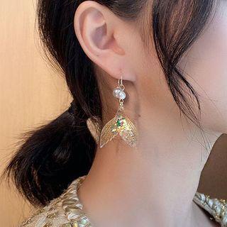 Faux Pearl Mermaid Tail Dangle Earring 1 Pair - Faux Pearl Mermaid Tail Dangle Earring - One Size