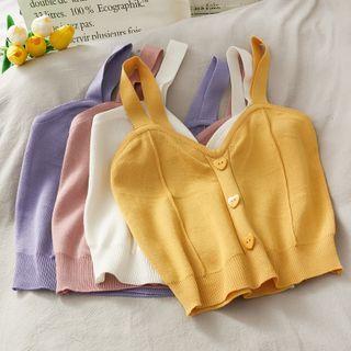 Sleeveless Heart Buttons Knit Top