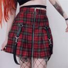 Plaid Zipped Mini A-line Skirt
