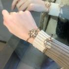 Sun / Moon / Star Faux Cat Eye Stone Alloy Open Bangle / Set