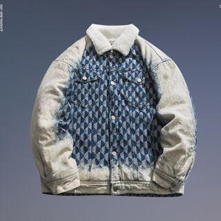 Tie-dye Geometric Print Denim Jacket