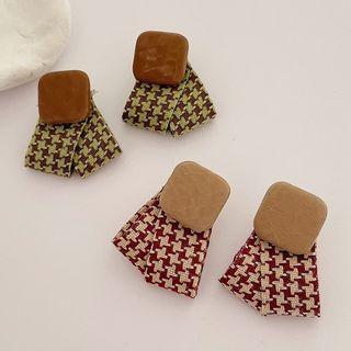Houndstooth Fabric Dangle Earring