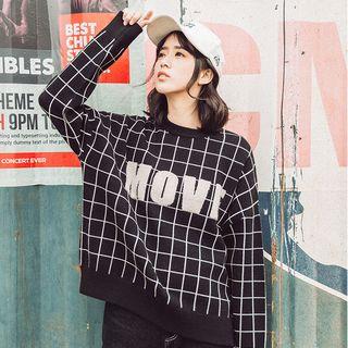 Letter Plaid Long-sleeve Top