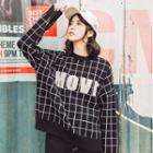 Letter Plaid Long-sleeve Top