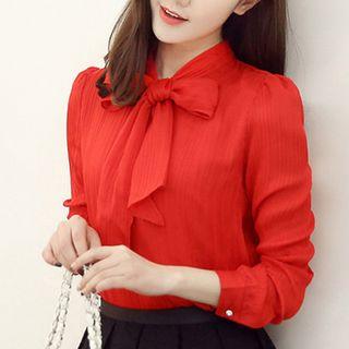 Ribbon-neck Chiffon Top