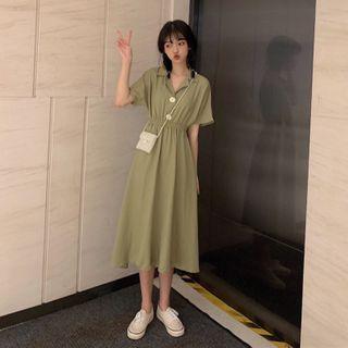 Short-sleeve Tie Waist Wrapped Dress