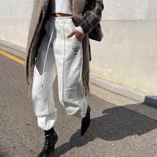 Pintuck Printed Napped Jogger Pants