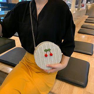 Cherry Straw Crossbody Bag