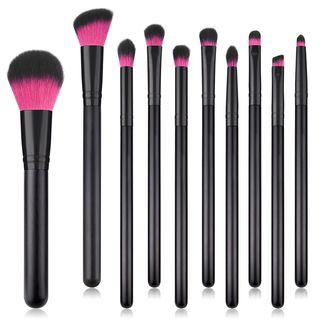 Set Of 10: Makeup Brush T-10-157 - Set Of 10 - Black & Purple - One Size