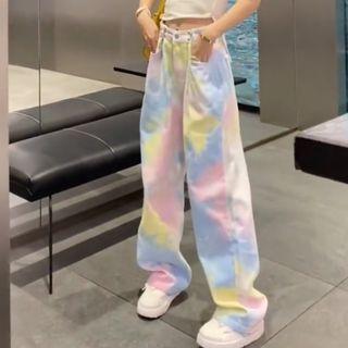 Rainbow Tie-dyed Oversized Jeans