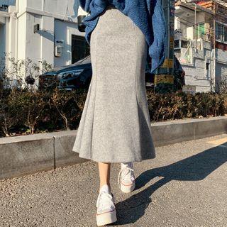 Slit-back Napped Long Mermaid Skirt