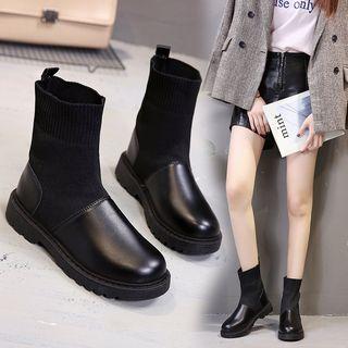Knitted Panel Short Boots