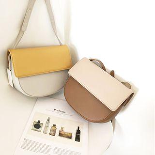 Two Tone Snap Button Crossbody Bag