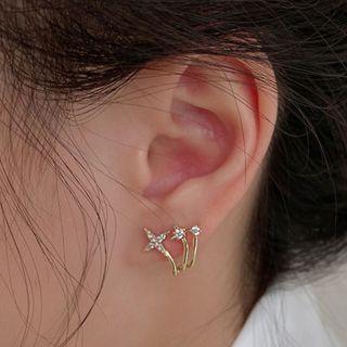 Rhinestone Star Earring 1 Pair - Silver Needle - As Shown In Figure - One Size
