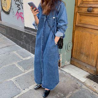 Tie Waist Midi Denim Jacket