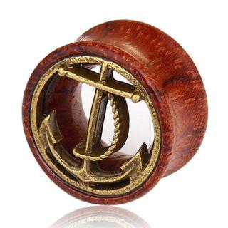 Anchor Alloy & Wood Earring
