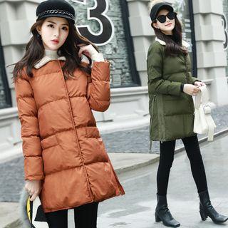 Fleece Collar Belted Padded Coat