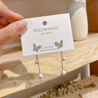 Butterfly Rhinestone Alloy Earring Silver Earring - Butterfly - Gold - One Size