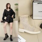 Fishnet Panel Short Boots
