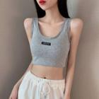 Lettering Cropped Padded Tank Top