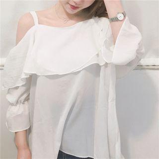 Frilled Off-shoulder Strap Top