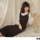 V-neck Tie-waist Pinafore Dress